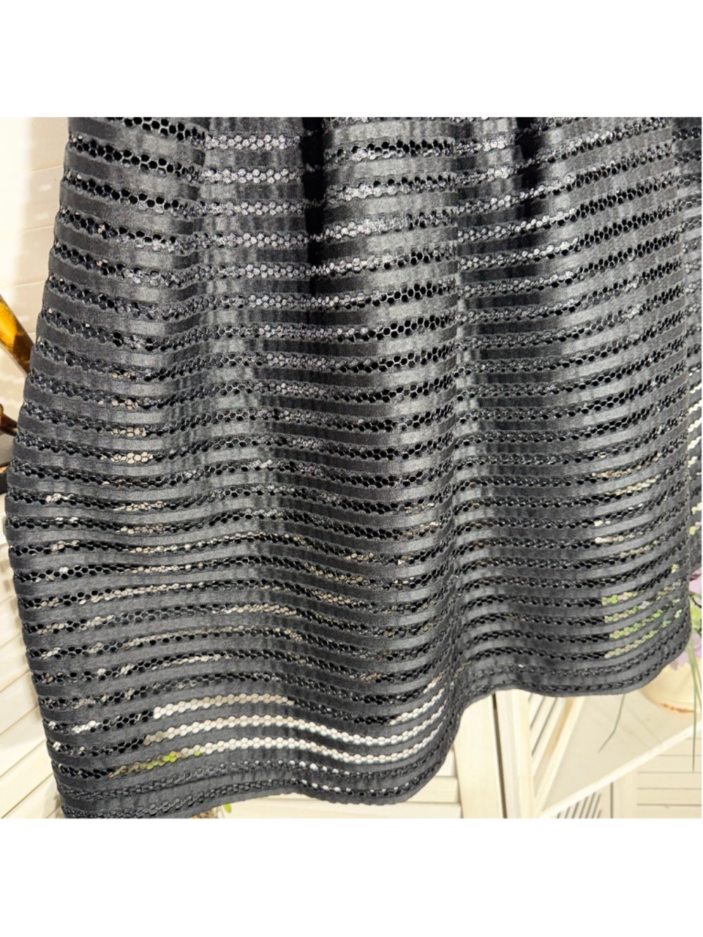Black skirt full swing midi mesh whimsigoth festival cocktail wedding guest sz 6 - Picture 7 of 13